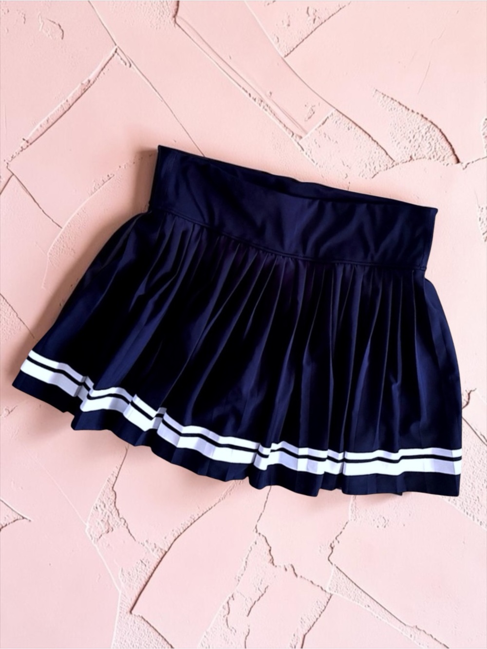 Sincerely Jules Navy Pleated Skirt Varsity Stripes & Built‑In Shorts Women’s M - Picture 6 of 8